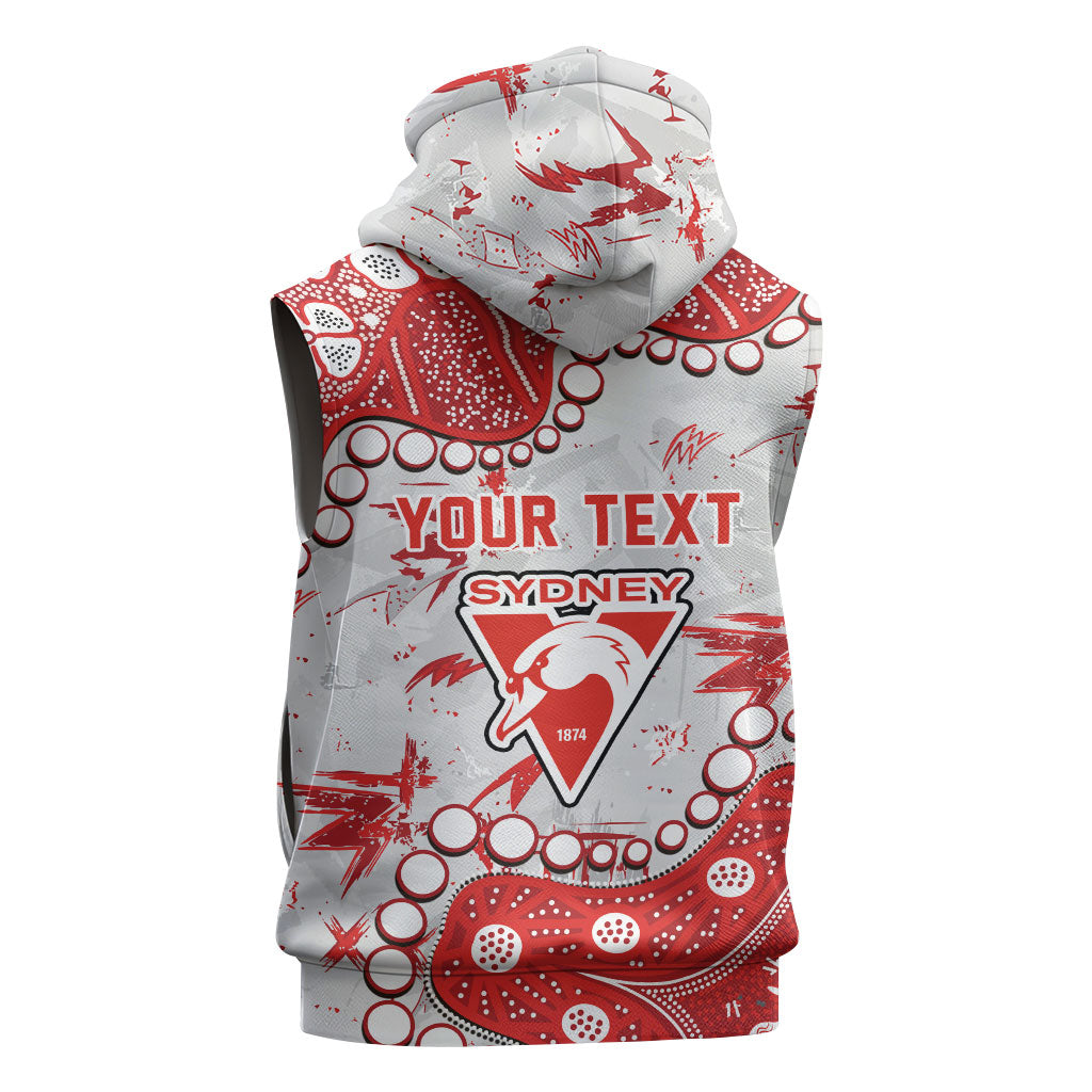 Personalized Sydney Swans Sleeveless Zip Hoodie Aboriginal Pattern with Graffiti Style
