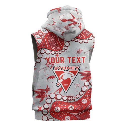 Personalized Sydney Swans Sleeveless Zip Hoodie Aboriginal Pattern with Graffiti Style