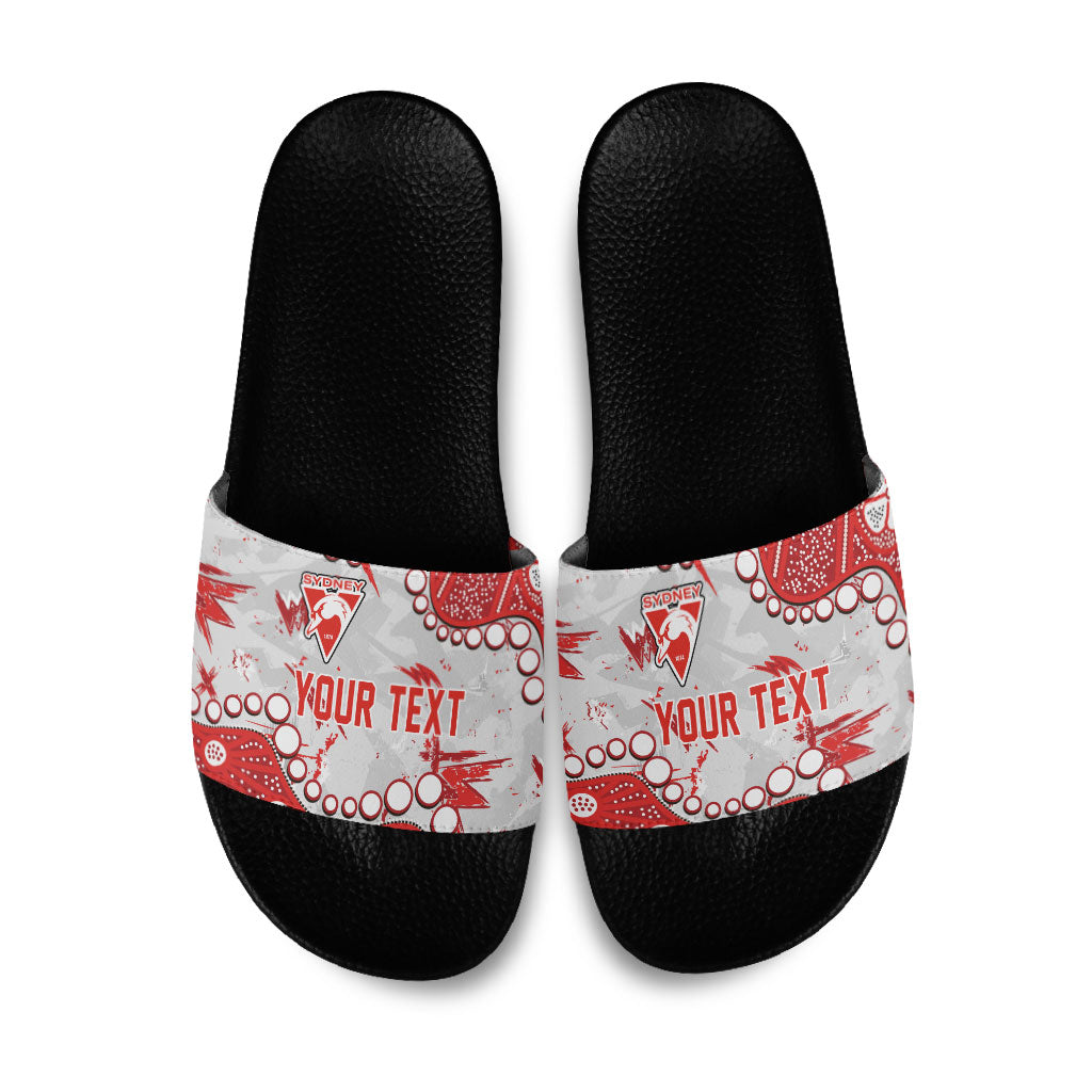 Personalized Sydney Swans Slide Sandals Aboriginal Pattern with Graffiti Style