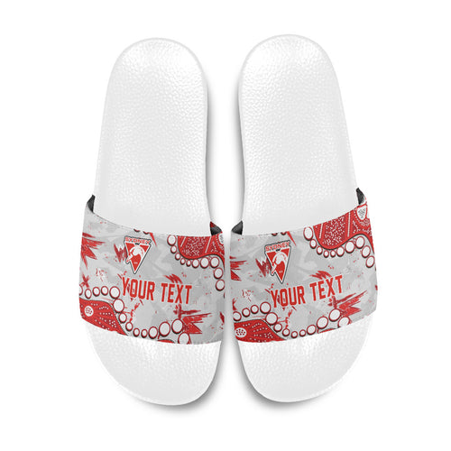 Personalized Sydney Swans Slide Sandals Aboriginal Pattern with Graffiti Style