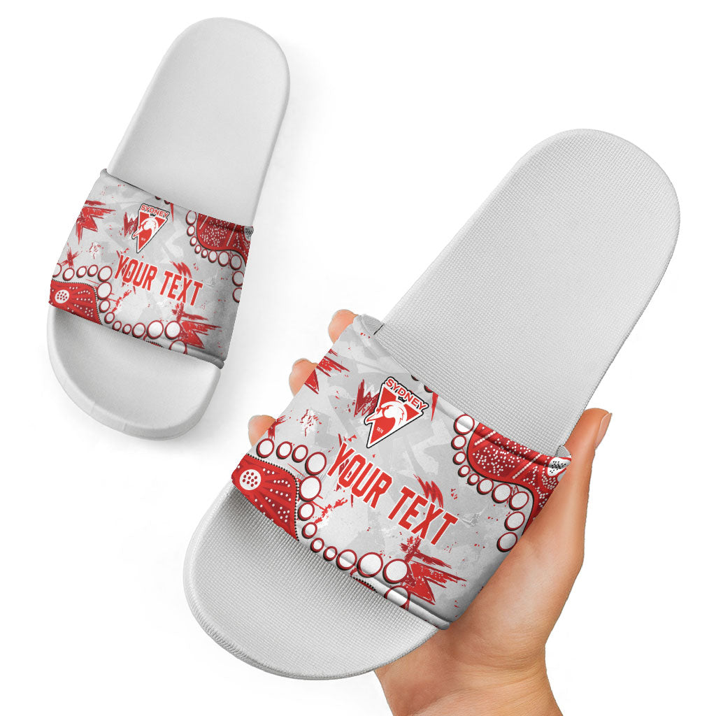 Personalized Sydney Swans Slide Sandals Aboriginal Pattern with Graffiti Style