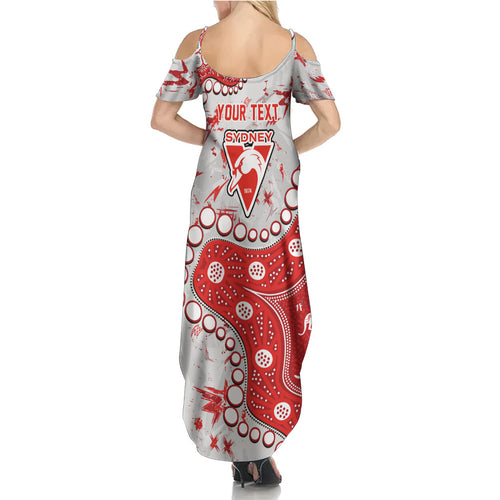 Personalized Sydney Swans Summer Maxi Dress Aboriginal Pattern with Graffiti Style
