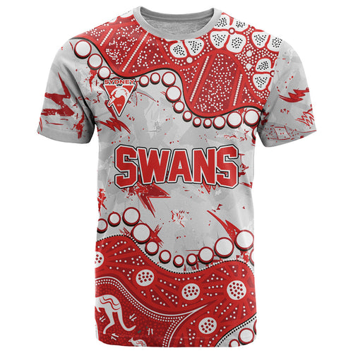 Personalized Sydney Swans T Shirt Aboriginal Pattern with Graffiti Style