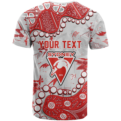 Personalized Sydney Swans T Shirt Aboriginal Pattern with Graffiti Style