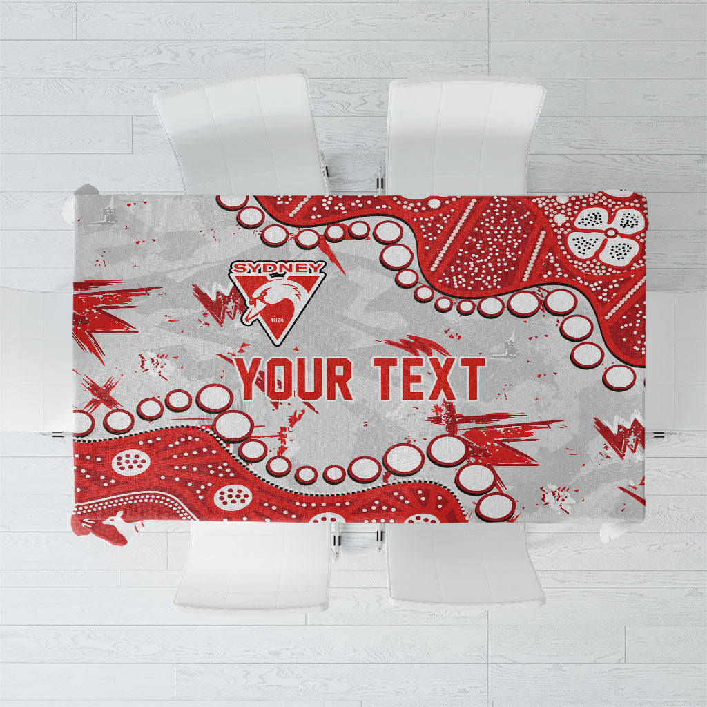 Personalized Sydney Swans Tablecloth Aboriginal Pattern with Graffiti Style