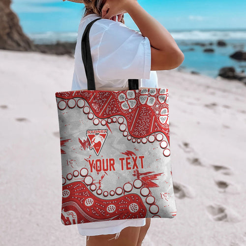 Personalized Sydney Swans Tote Bag Aboriginal Pattern with Graffiti Style