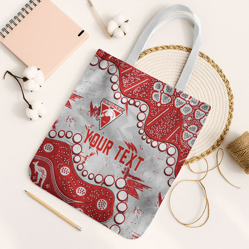 Personalized Sydney Swans Tote Bag Aboriginal Pattern with Graffiti Style
