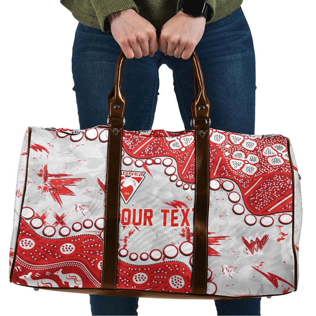 Personalized Sydney Swans Travel Bag Aboriginal Pattern with Graffiti Style