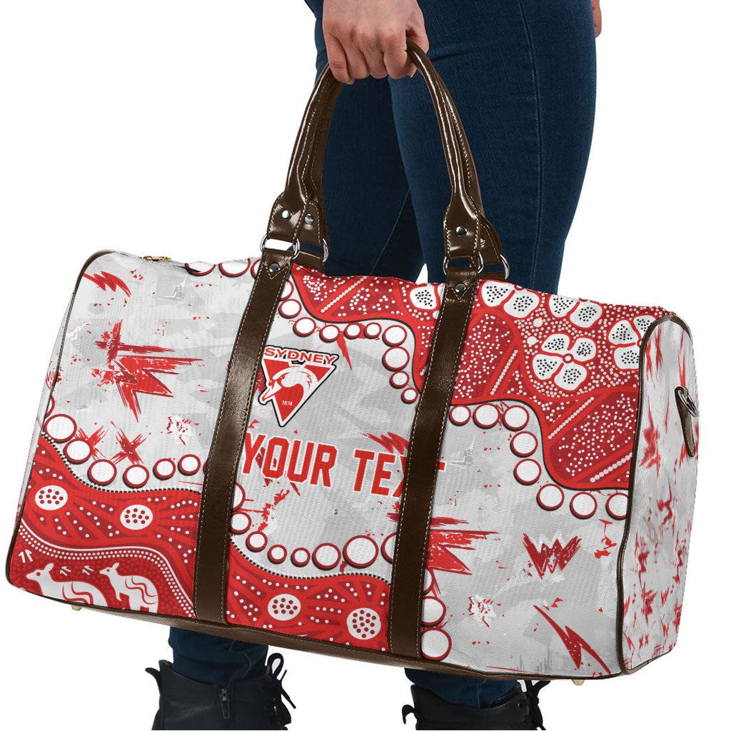 Personalized Sydney Swans Travel Bag Aboriginal Pattern with Graffiti Style