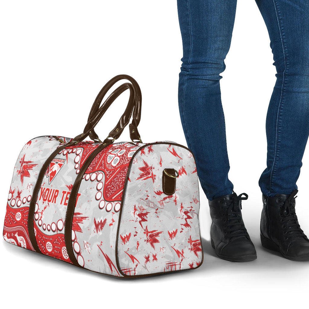 Personalized Sydney Swans Travel Bag Aboriginal Pattern with Graffiti Style