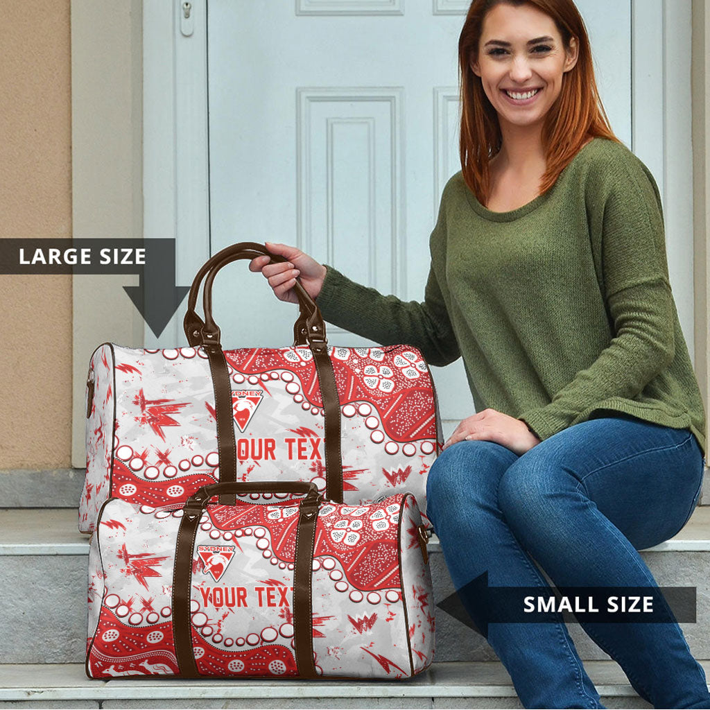 Personalized Sydney Swans Travel Bag Aboriginal Pattern with Graffiti Style