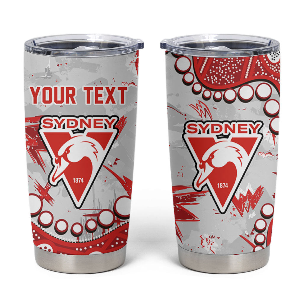 Personalized Sydney Swans Tumbler Cup Aboriginal Pattern with Graffiti Style