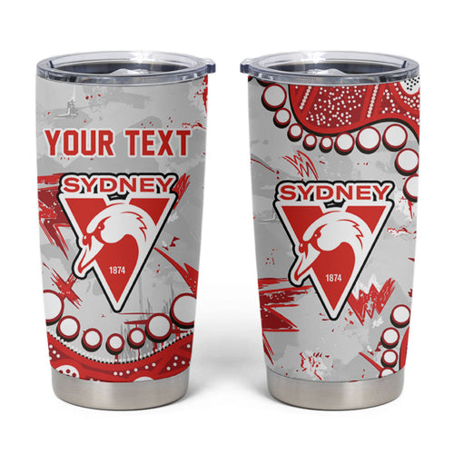 Personalized Sydney Swans Tumbler Cup Aboriginal Pattern with Graffiti Style