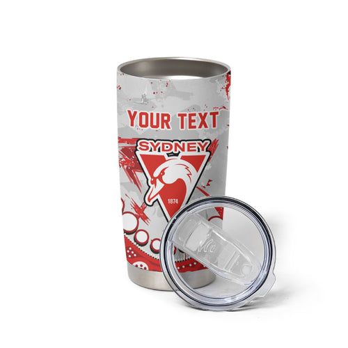 Personalized Sydney Swans Tumbler Cup Aboriginal Pattern with Graffiti Style