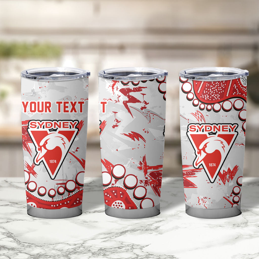 Personalized Sydney Swans Tumbler Cup Aboriginal Pattern with Graffiti Style