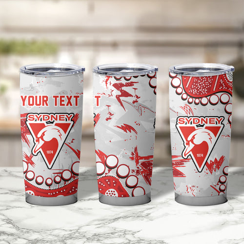 Personalized Sydney Swans Tumbler Cup Aboriginal Pattern with Graffiti Style