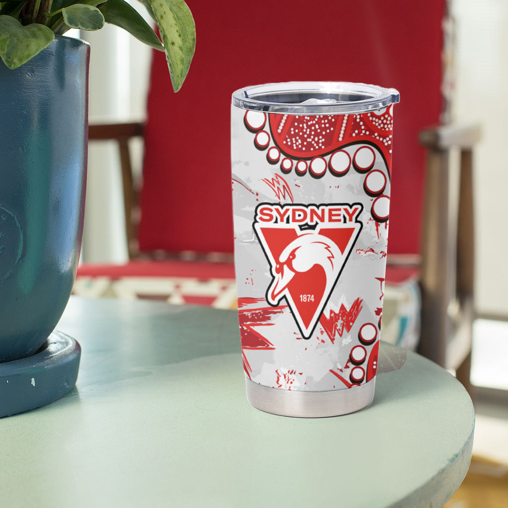 Personalized Sydney Swans Tumbler Cup Aboriginal Pattern with Graffiti Style