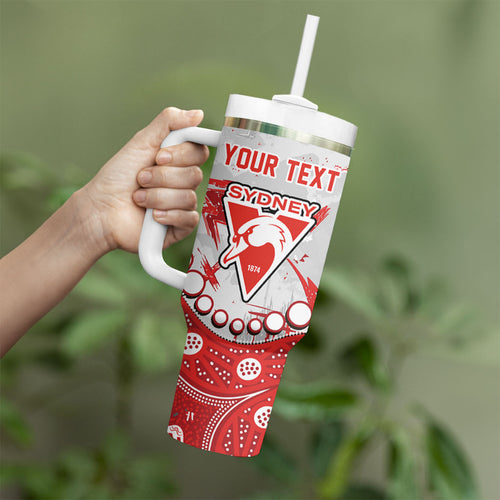 Personalized Sydney Swans Tumbler With Handle Aboriginal Pattern with Graffiti Style
