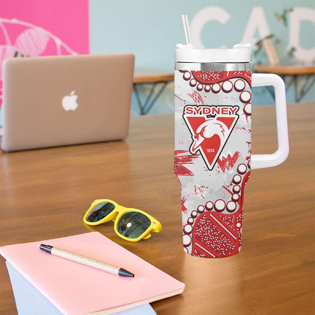 Personalized Sydney Swans Tumbler With Handle Aboriginal Pattern with Graffiti Style