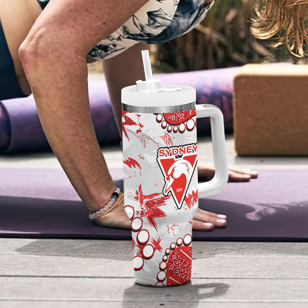 Personalized Sydney Swans Tumbler With Handle Aboriginal Pattern with Graffiti Style