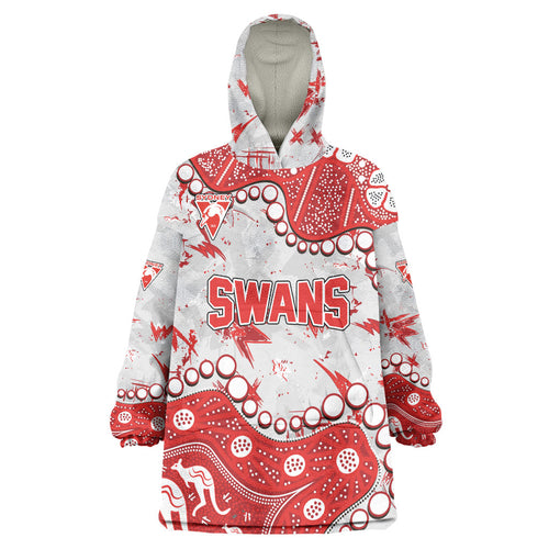 Personalized Sydney Swans Wearable Blanket Hoodie Aboriginal Pattern with Graffiti Style