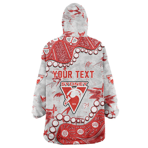 Personalized Sydney Swans Wearable Blanket Hoodie Aboriginal Pattern with Graffiti Style