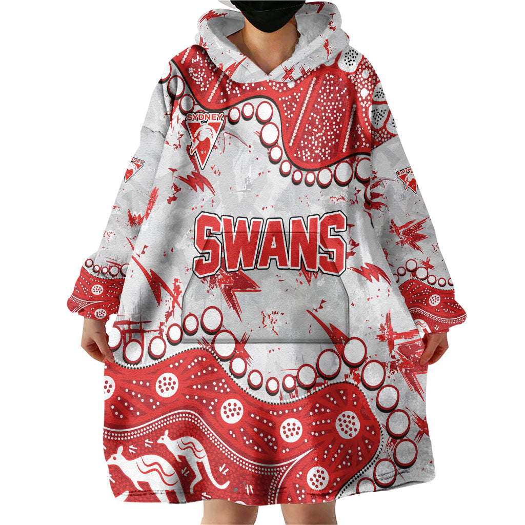 Personalized Sydney Swans Wearable Blanket Hoodie Aboriginal Pattern with Graffiti Style
