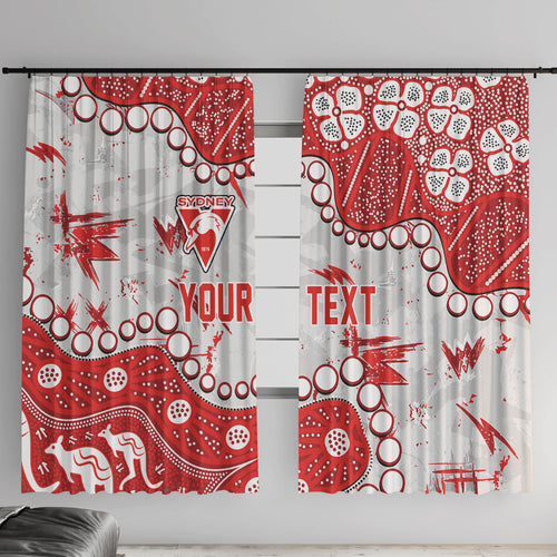 Personalized Sydney Swans Window Curtain Aboriginal Pattern with Graffiti Style