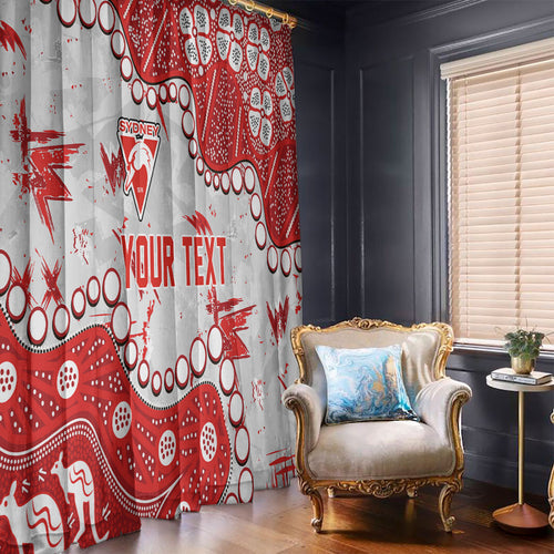 Personalized Sydney Swans Window Curtain Aboriginal Pattern with Graffiti Style