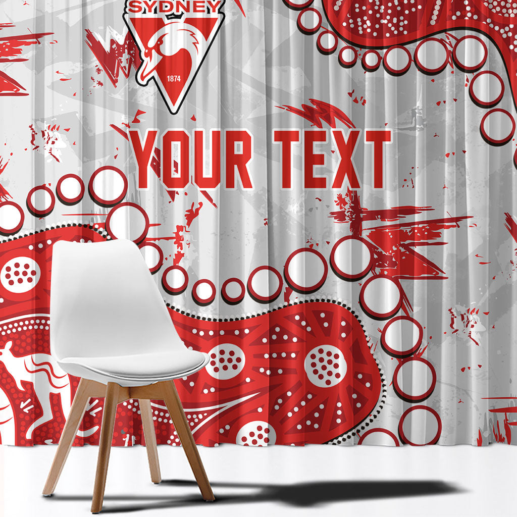 Personalized Sydney Swans Window Curtain Aboriginal Pattern with Graffiti Style