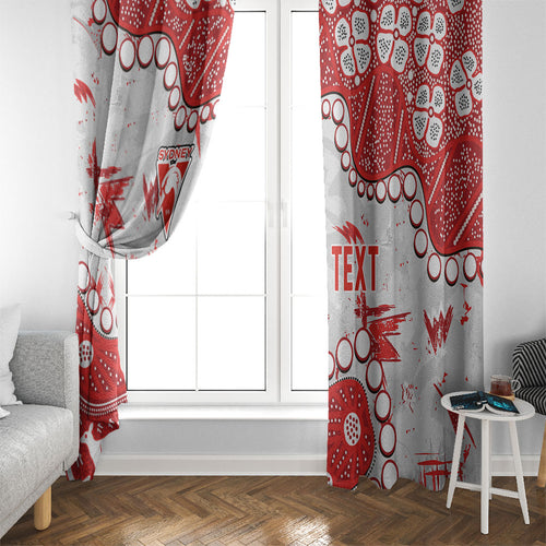 Personalized Sydney Swans Window Curtain Aboriginal Pattern with Graffiti Style