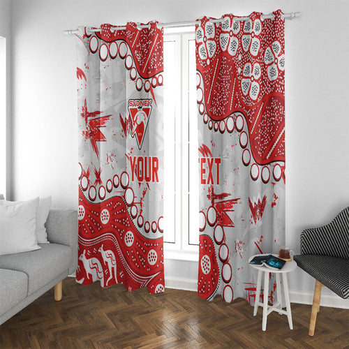 Personalized Sydney Swans Window Curtain Aboriginal Pattern with Graffiti Style