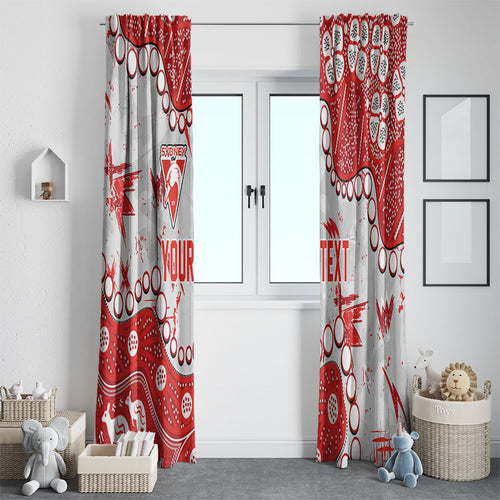 Personalized Sydney Swans Window Curtain Aboriginal Pattern with Graffiti Style