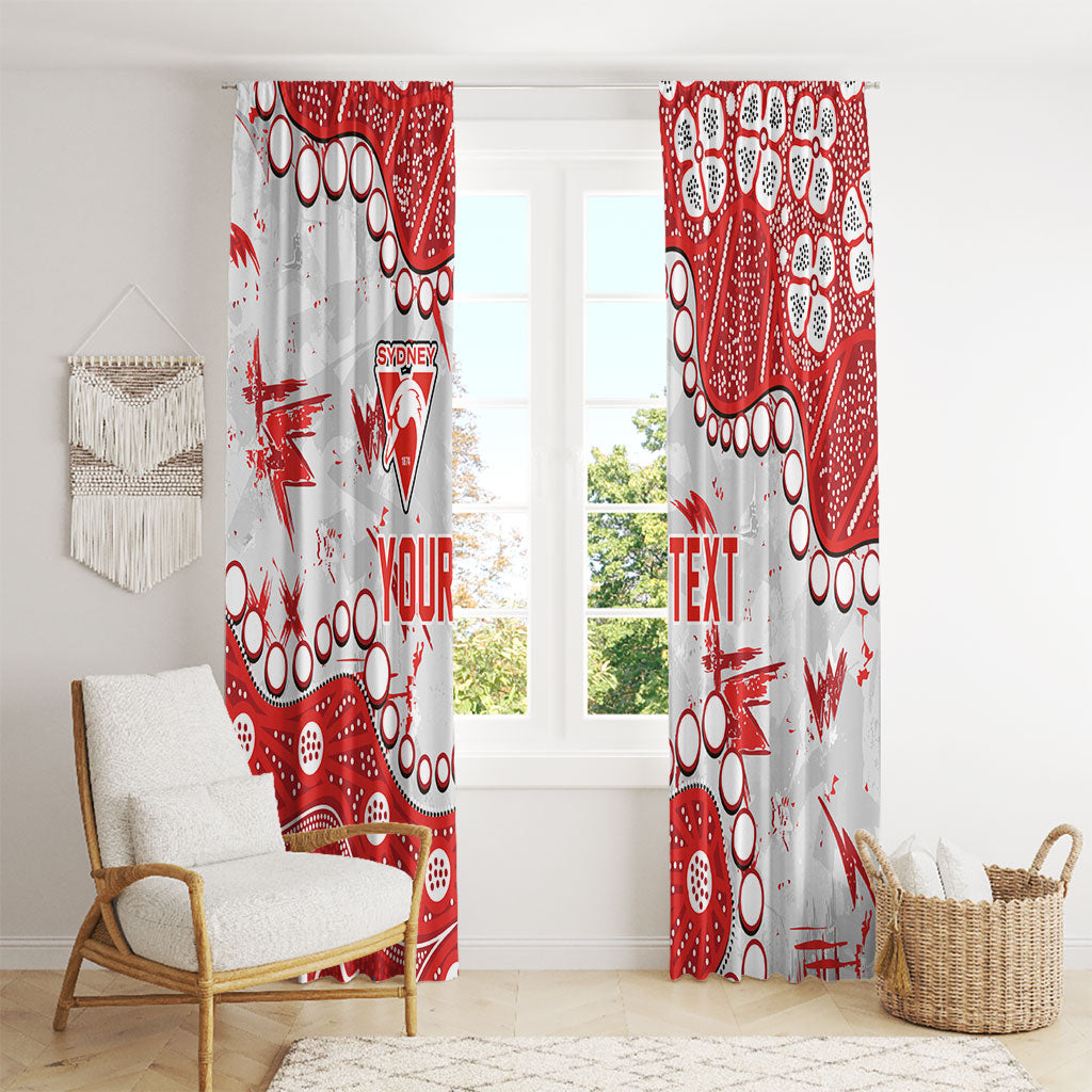 Personalized Sydney Swans Window Curtain Aboriginal Pattern with Graffiti Style