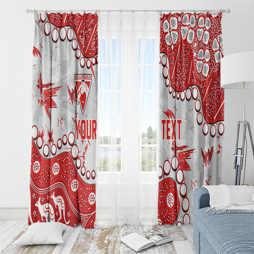 Personalized Sydney Swans Window Curtain Aboriginal Pattern with Graffiti Style