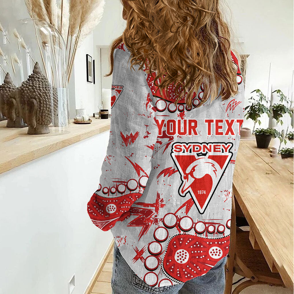 Personalized Sydney Swans Women Casual Shirt Aboriginal Pattern with Graffiti Style