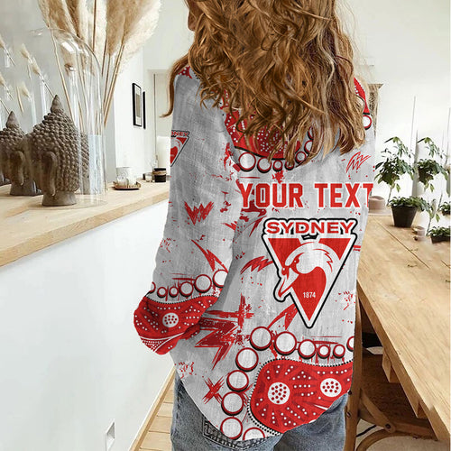 Personalized Sydney Swans Women Casual Shirt Aboriginal Pattern with Graffiti Style