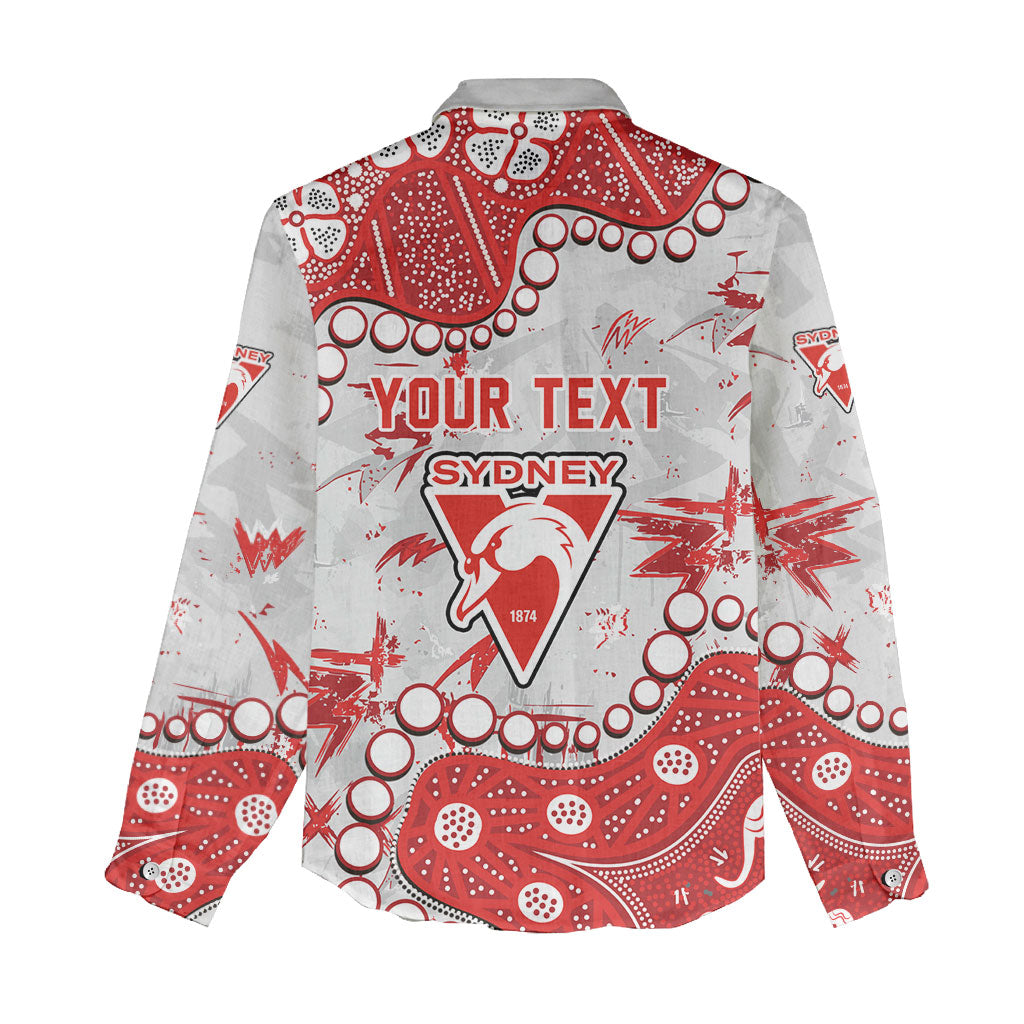 Personalized Sydney Swans Women Casual Shirt Aboriginal Pattern with Graffiti Style