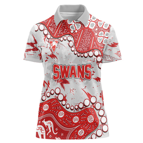 Personalized Sydney Swans Women Polo Shirt Aboriginal Pattern with Graffiti Style