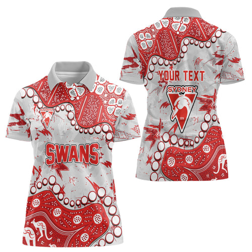 Personalized Sydney Swans Women Polo Shirt Aboriginal Pattern with Graffiti Style