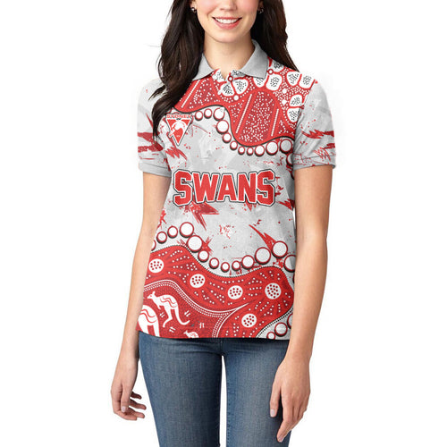 Personalized Sydney Swans Women Polo Shirt Aboriginal Pattern with Graffiti Style