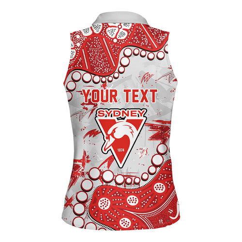Personalized Sydney Swans Women Sleeveless Polo Shirt Aboriginal Pattern with Graffiti Style