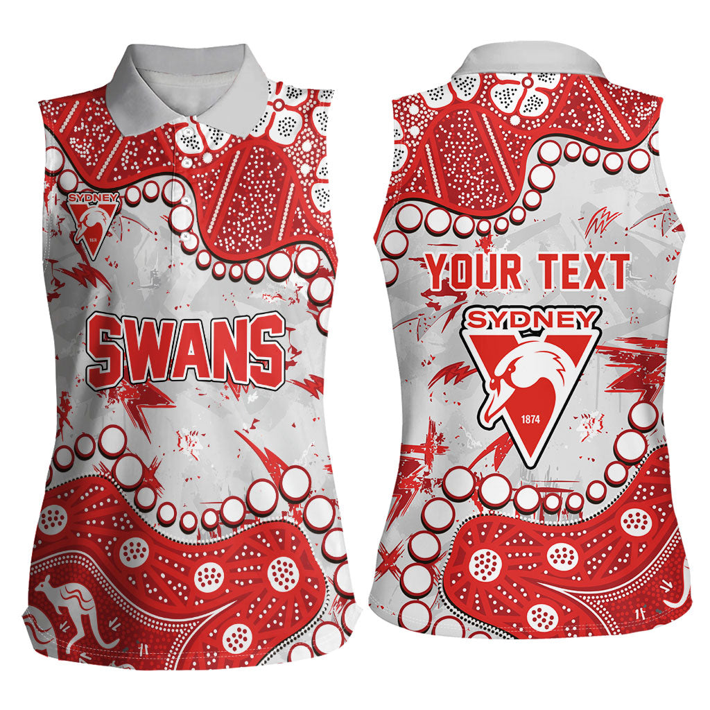 Personalized Sydney Swans Women Sleeveless Polo Shirt Aboriginal Pattern with Graffiti Style