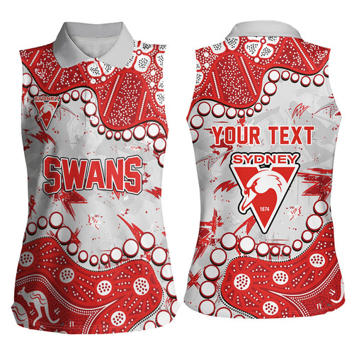 Personalized Sydney Swans Women Sleeveless Polo Shirt Aboriginal Pattern with Graffiti Style