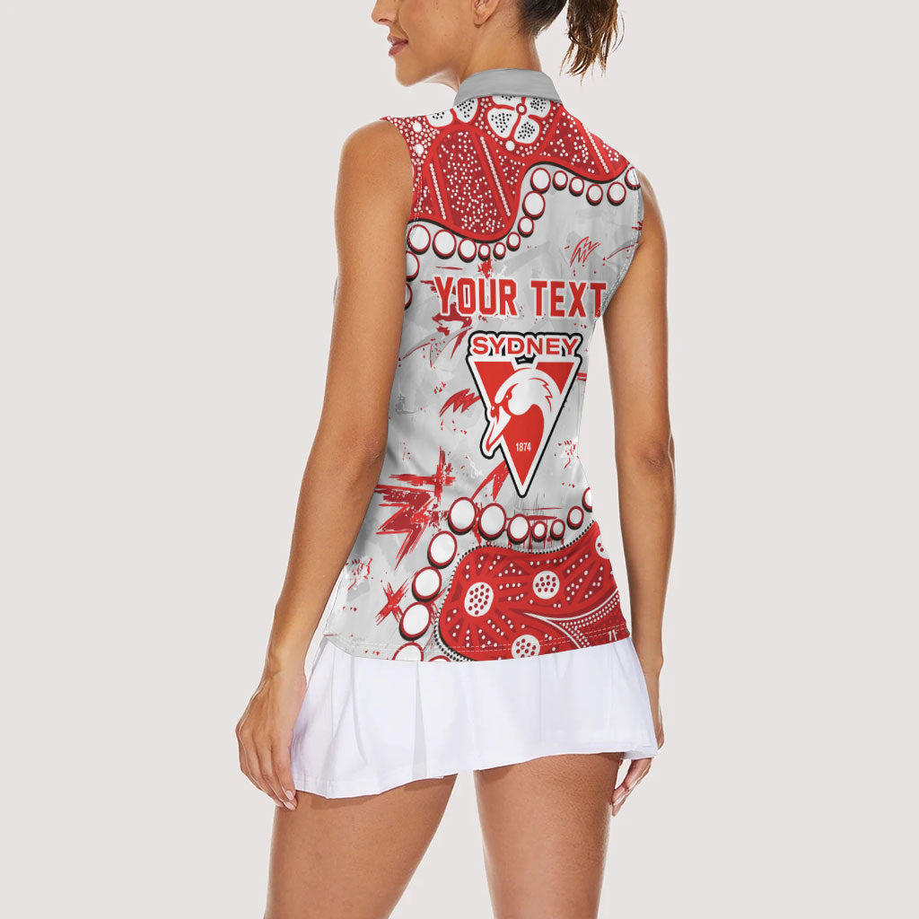 Personalized Sydney Swans Women Sleeveless Polo Shirt Aboriginal Pattern with Graffiti Style