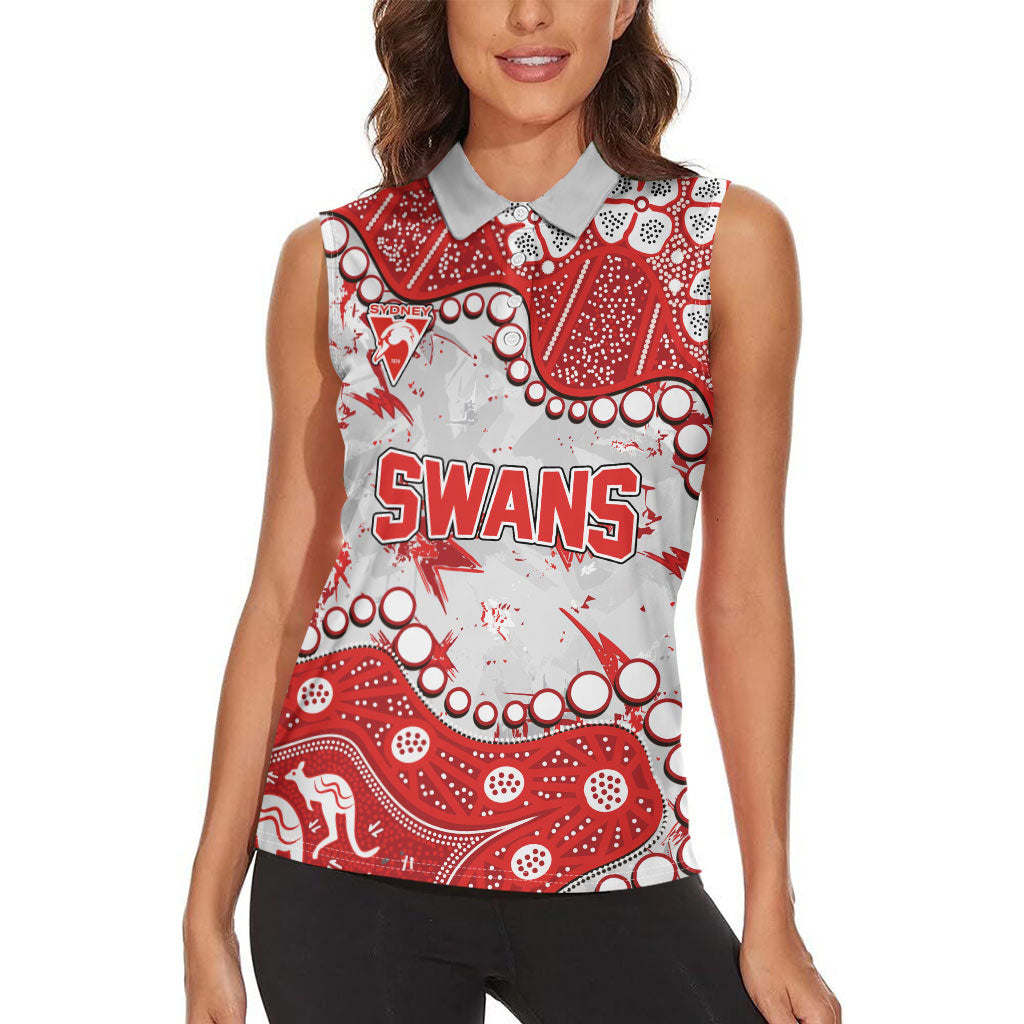 Personalized Sydney Swans Women Sleeveless Polo Shirt Aboriginal Pattern with Graffiti Style