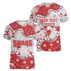 Personalized Sydney Swans Women V-Neck T-Shirt Aboriginal Pattern with Graffiti Style