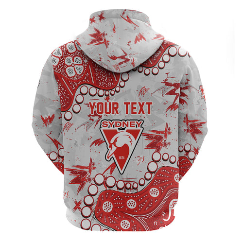 Personalized Sydney Swans Zip Hoodie Aboriginal Pattern with Graffiti Style