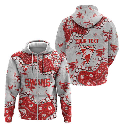 Personalized Sydney Swans Zip Hoodie Aboriginal Pattern with Graffiti Style