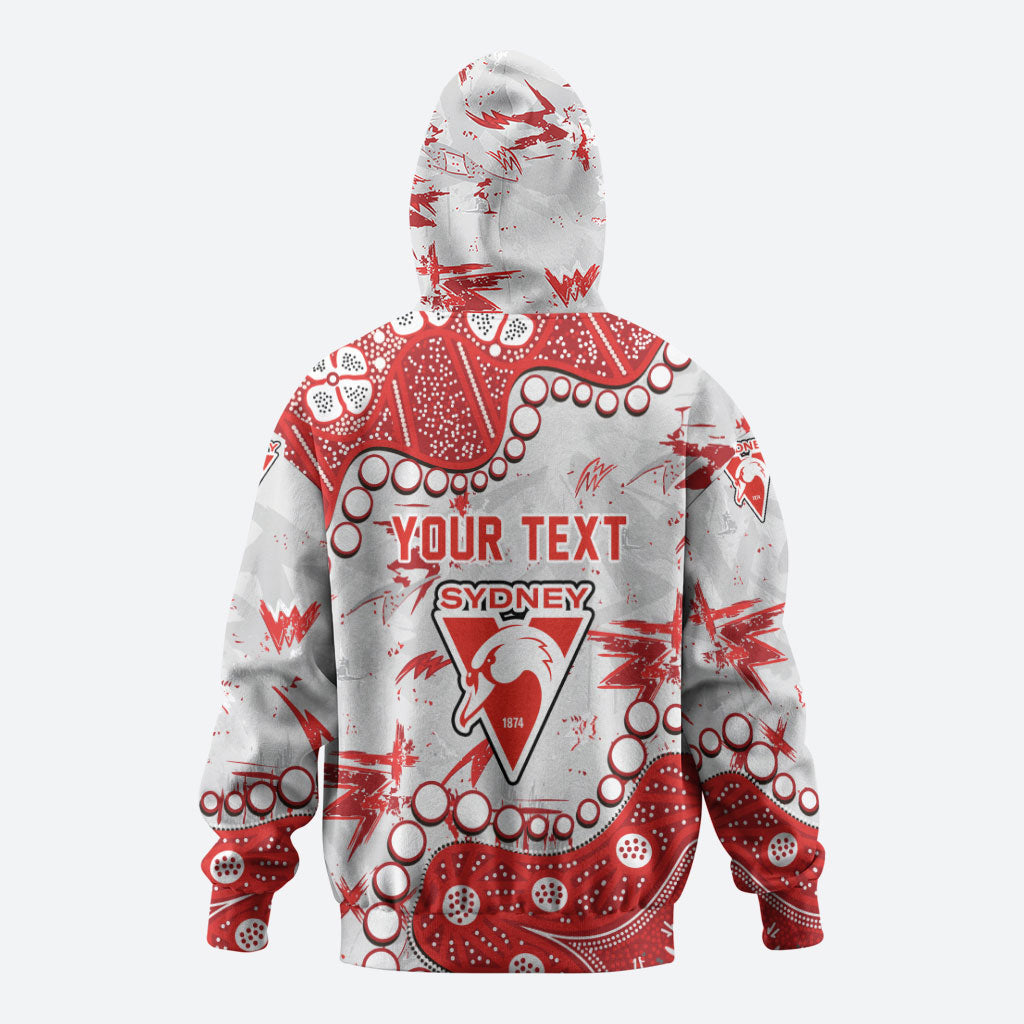 Personalized Sydney Swans Zip Hoodie Aboriginal Pattern with Graffiti Style